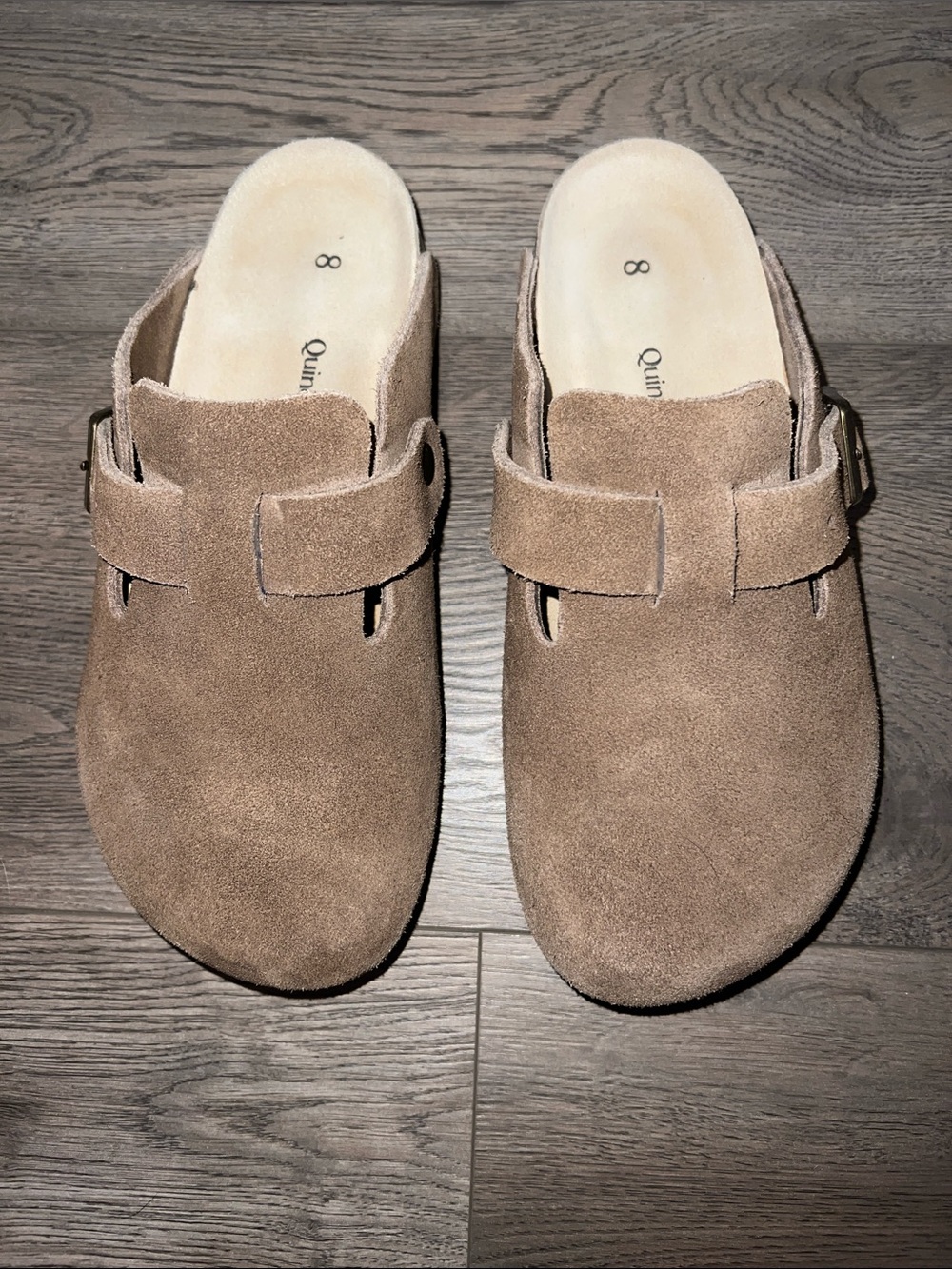 Quince Women's Suede Slip-On Clogs in Taupe Brown